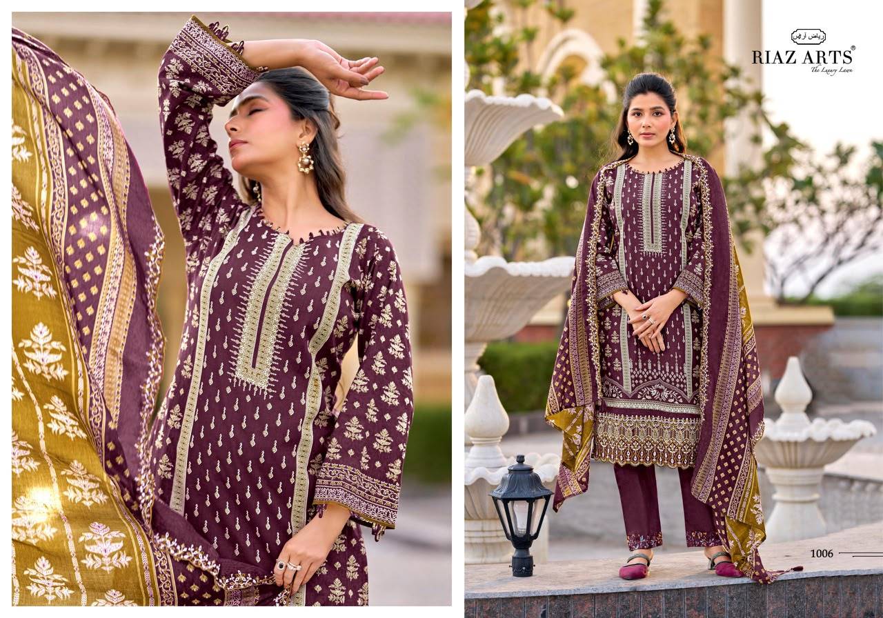 Bin Saeed Vol 16 By RIAZ ARTS 1001 To 1006 Series Pakistani Suits Ethnic Wear COTTON CAMRIC LAWN Dresses At Wholesale